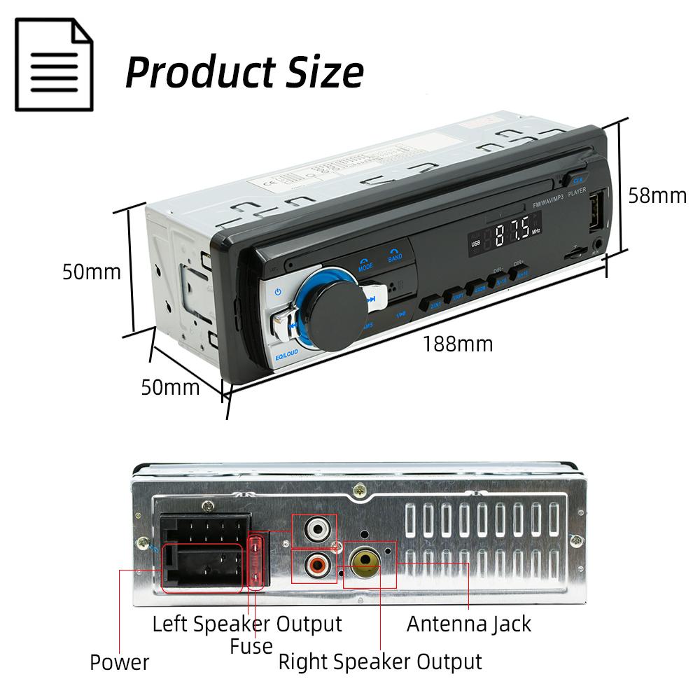 BQCC 1 Din автомобильный радиоприемник MP3-плеер цифровой Bluetooth автомобильный стереоплеер FM-радио стерео аудио музыка USB/SD с входом AUX на панели приборов