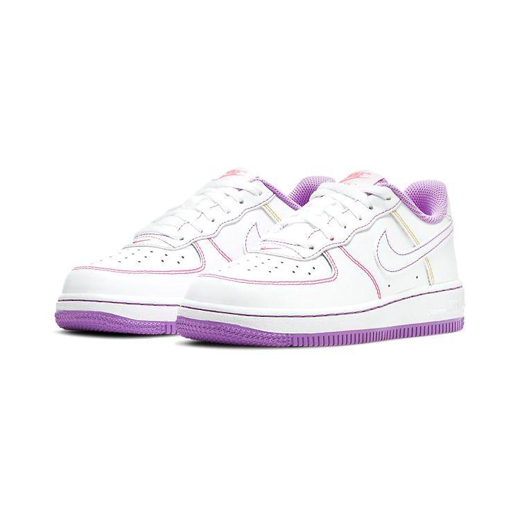 Nike Force 1 PS Contrast Stitch - Fuchsia Glow Kids кроссовки белые гипер-розовые DC9672-110