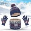 3 Pcs/Set Children Hat Scarf Glove Set Thick Knitted Warm Jacquard Cap Anti-slip Gloves