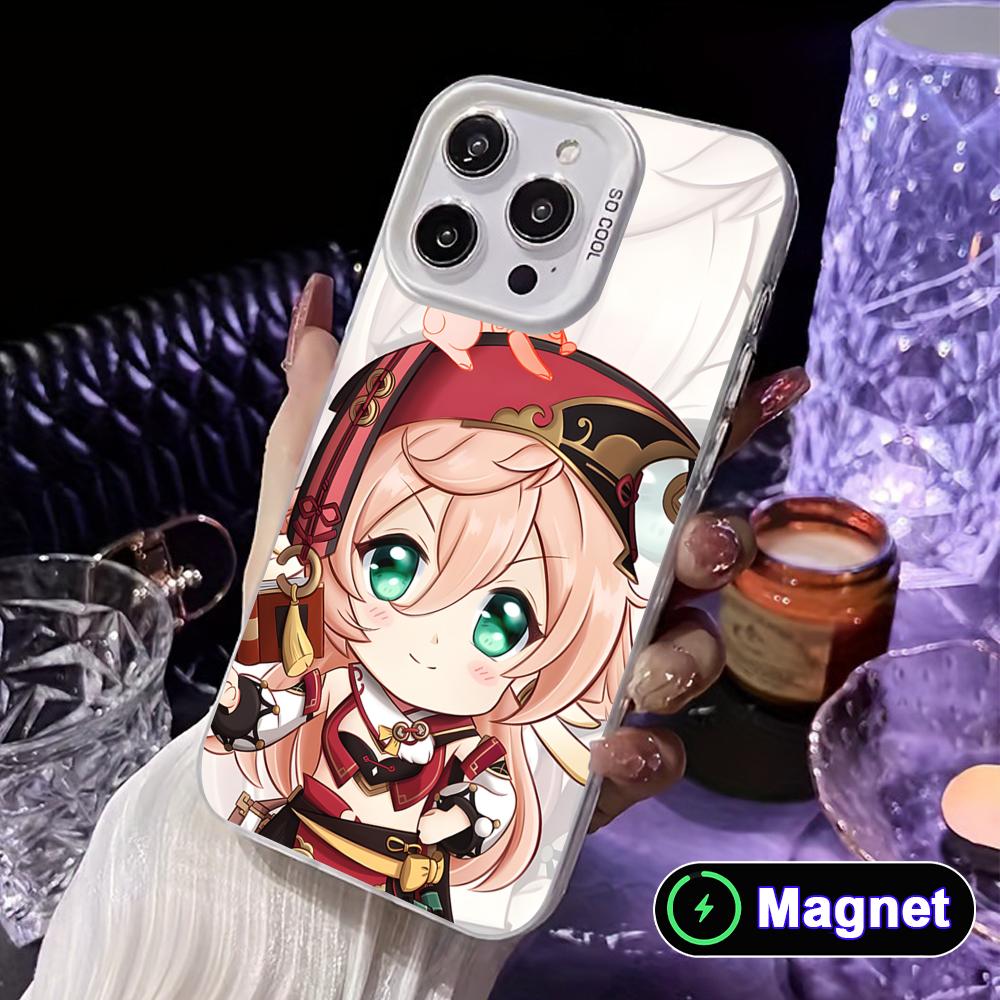 Game GI Yanfei White Translucent MagSafe Mobile Phone Case for iPhone 17 16 15 14 13 12 11 X XR XS Air Pro Max Plus Cover