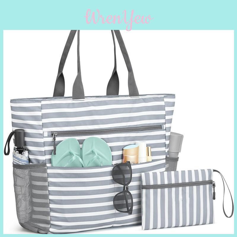 Large Capacity Waterproof Beach Tote Bag With Lightweight Construction For Travel And Outdoor Activities