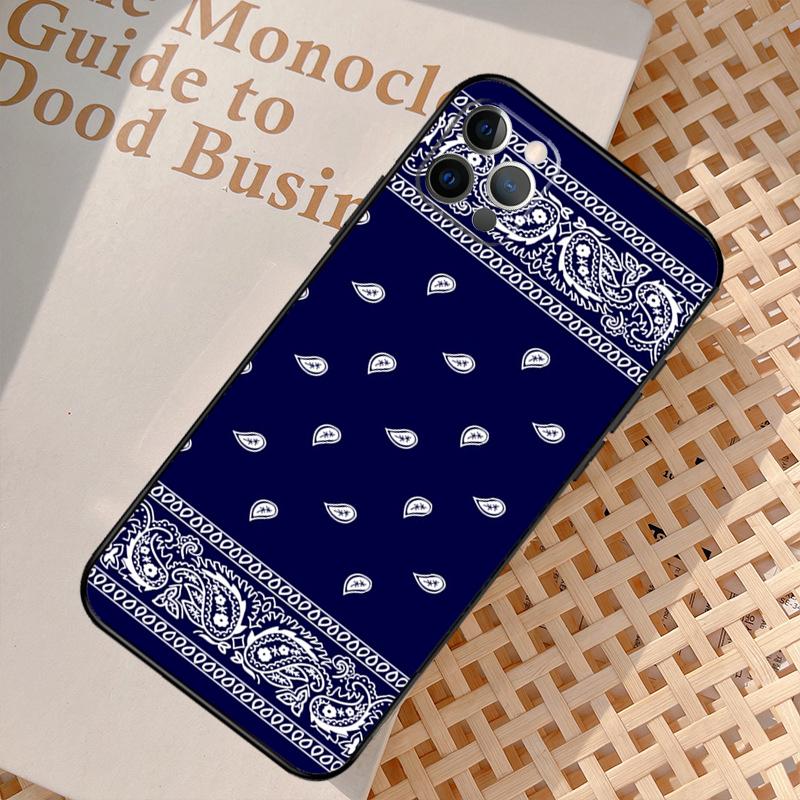 Blue Bandana Phone Case For iPhone 17 Air 15 14 13 12 11 16 Pro Max 13 12 mini 15 16 Plus 16e Cover Coque