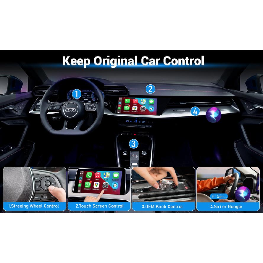 Мини-адаптер CarPlay и Android Auto без проводов – Dongle Plug & Play, Преобразует проводное подключение в беспроводное, USB-A/C, Совместим с автомобилями 2016+