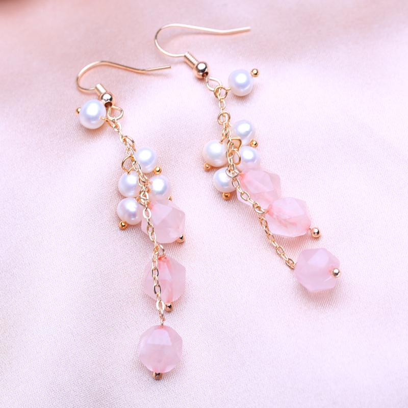 KNIKOO Зеленые серьги-капли для женщин, модные серьги с натуральным пресноводным жемчугом, ювелирные изделия для подарков на свадьбу