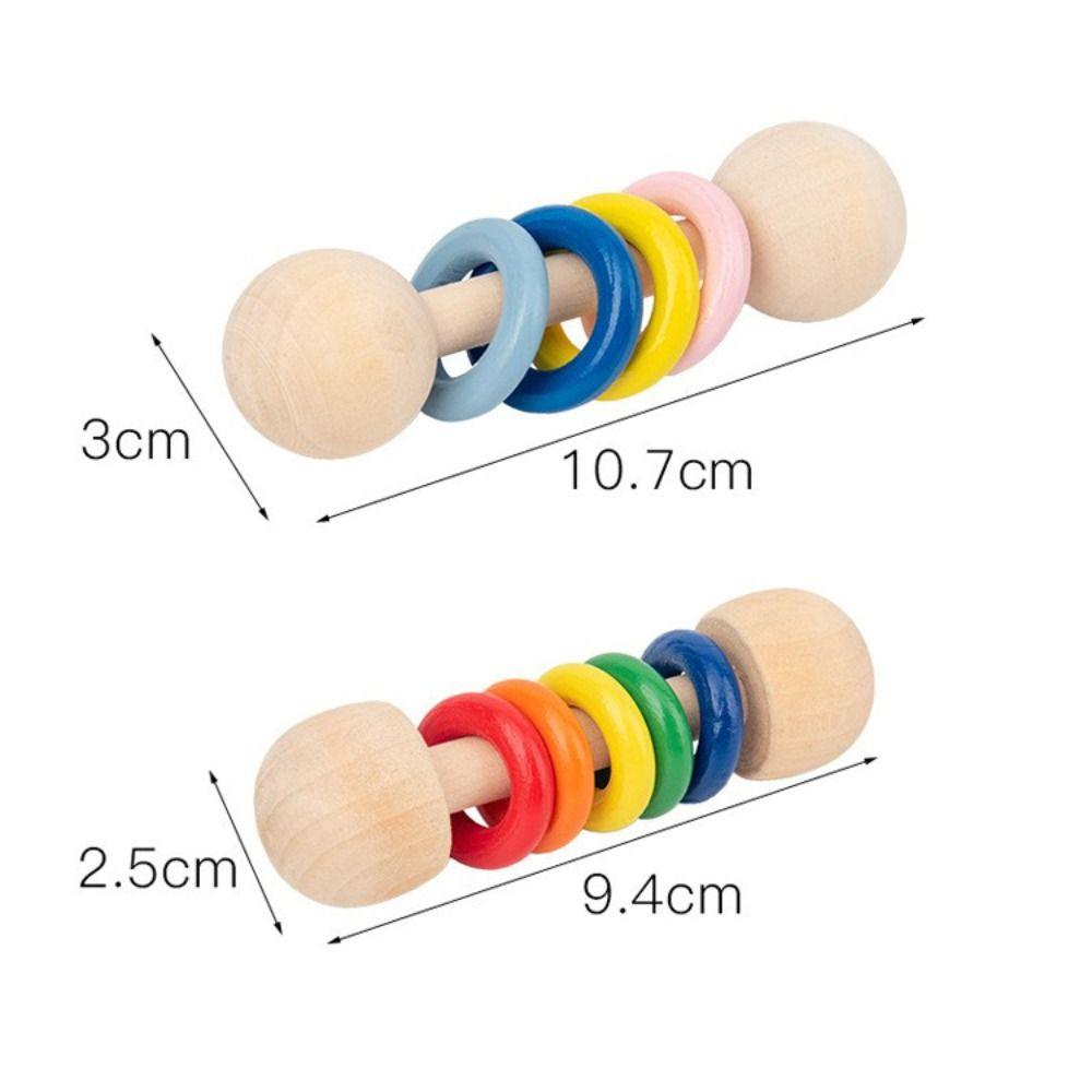 Wooden Musical  HandBell Rattle Toy Educational Wooden Rings Musical Instruments Toy  Baby Toddler