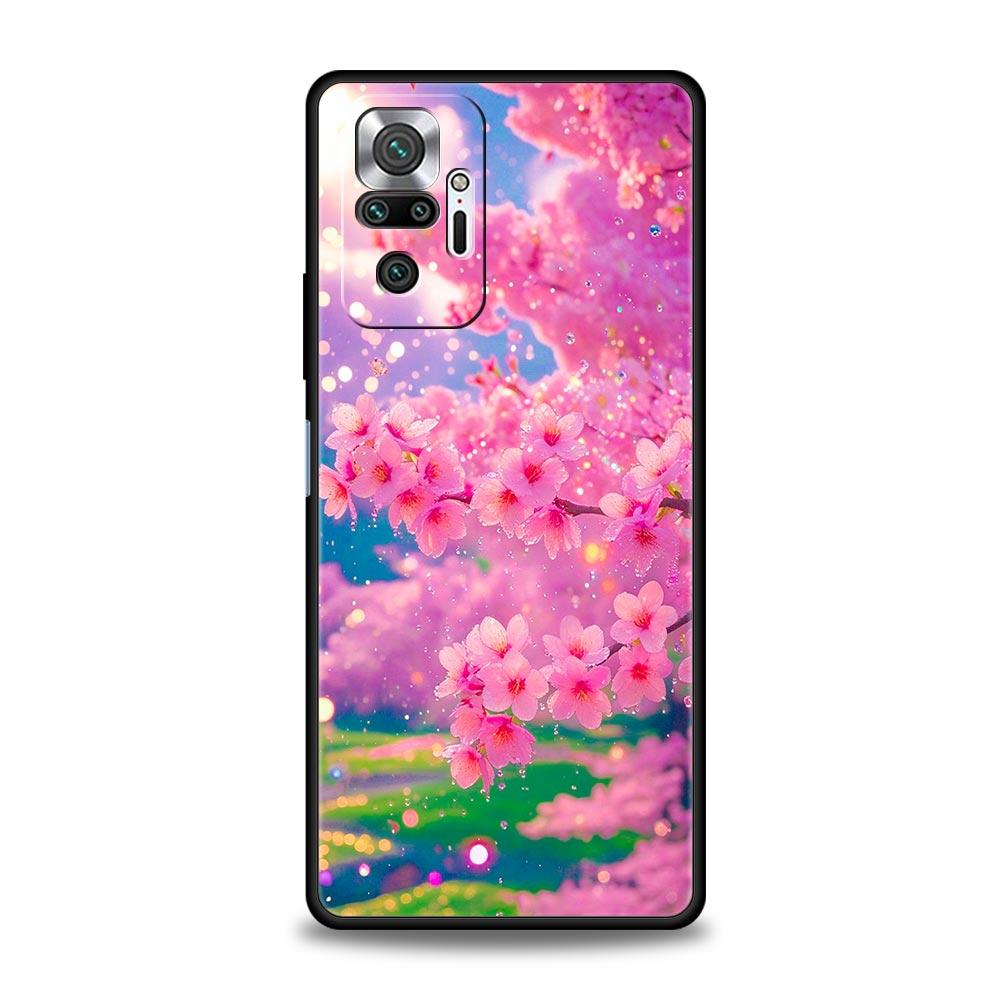 Корейский чехол с цветами для Redmi 14C 10C Note 15 14 13 12 10 11 K40 Pro Plus 5G, противоударный, мягкий ТПУ, чехол-бампер