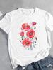 (Asian Size) Women Watercolor Sweet Lovely Tee Top Short Sleeve Fashion Print Lady Clothing Casual Tshirt Female Graphic T-shirts