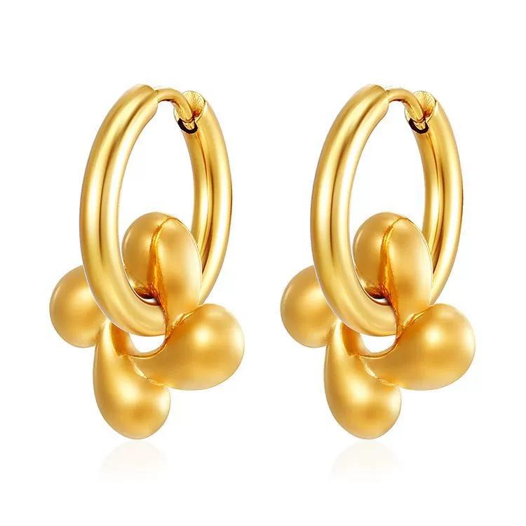 LT-MS-566 Fashion Trend Pendant Earrings for Women Trendy Electroplated 18K Gold Stainless Steel Hoop Earrings