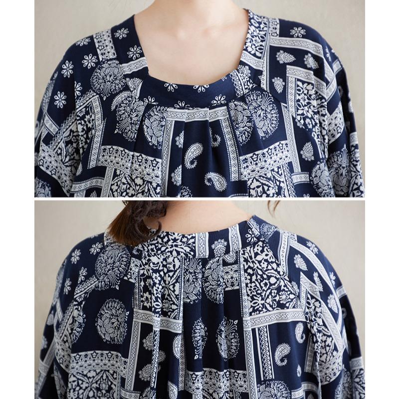 Dimanaf 2025 Новое летнее женское платье больших размеров с винтажным принтом Свободное базовое пляжное повседневное длинное платье