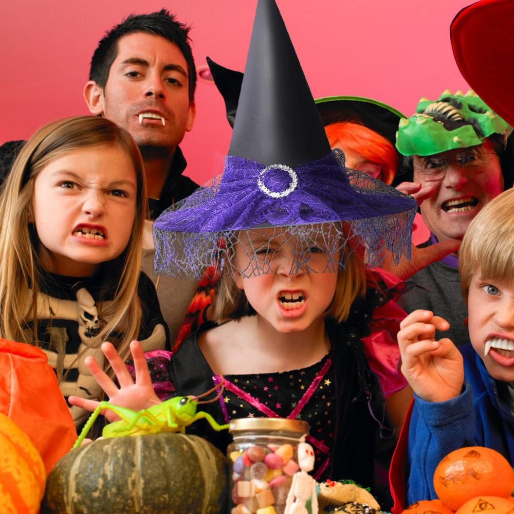 Хэллоуин Ведьма Шляпа Украшение Реквизит Многоразовые Шляпы Ведьм Ткань Взрослые Дети Косплей Шляпа Реквизит Вечеринка Косплей Полиэстер Тафта