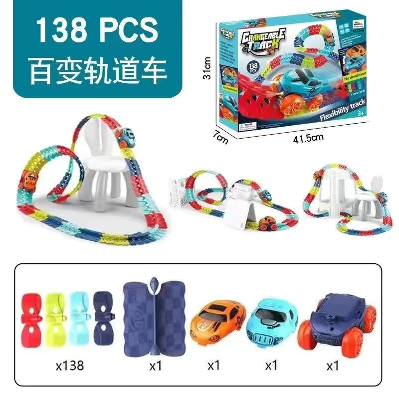 Electric Racing Car Track Toys with Flexible DIY Racing Assembly Track with Light Anti-gravity Track Bendable Vehicle Gifts