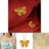 Fashionable Gold Plated Butterfly Pendant And Adjustable Ring Set For Women