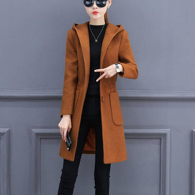 V-neck Slim Wool Jacket Women Casual Long Windbreaker Soft Comfortable Coat Boutique Parka Spring