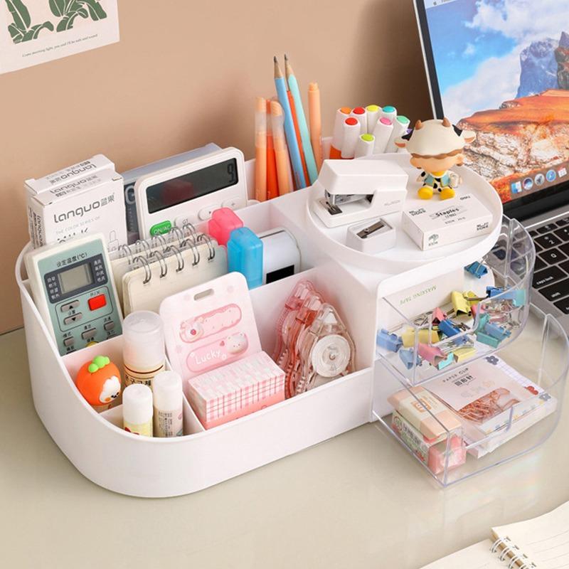 Большая вместительная коробка для хранения косметики, ящик для макияжа, органайзер, ювелирные изделия, лак для ногтей, контейнер для макияжа, настольная коробка для хранения мелочей