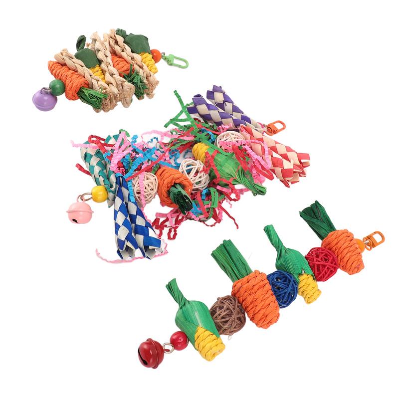 Birds Shredding Toys 3 Piece Set Multipurpose Interesting Colorful Anxiety Reduction Parrot Chew Toys for Exercising for Home