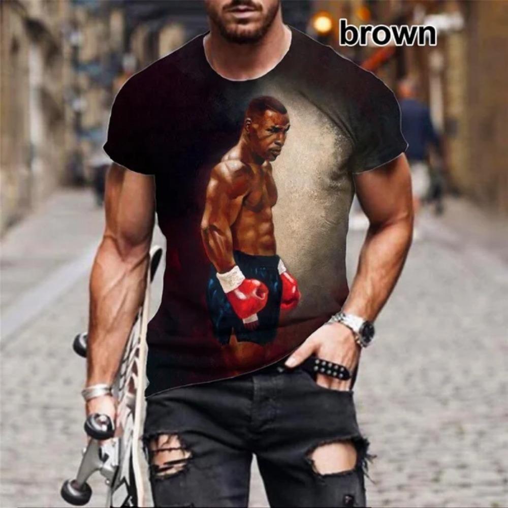 Модная летняя футболка с 3D-печатью боксерской звезды Майка Тайсона, футболка с принтом личности, смешная, повседневная, спортивная, больших размеров
