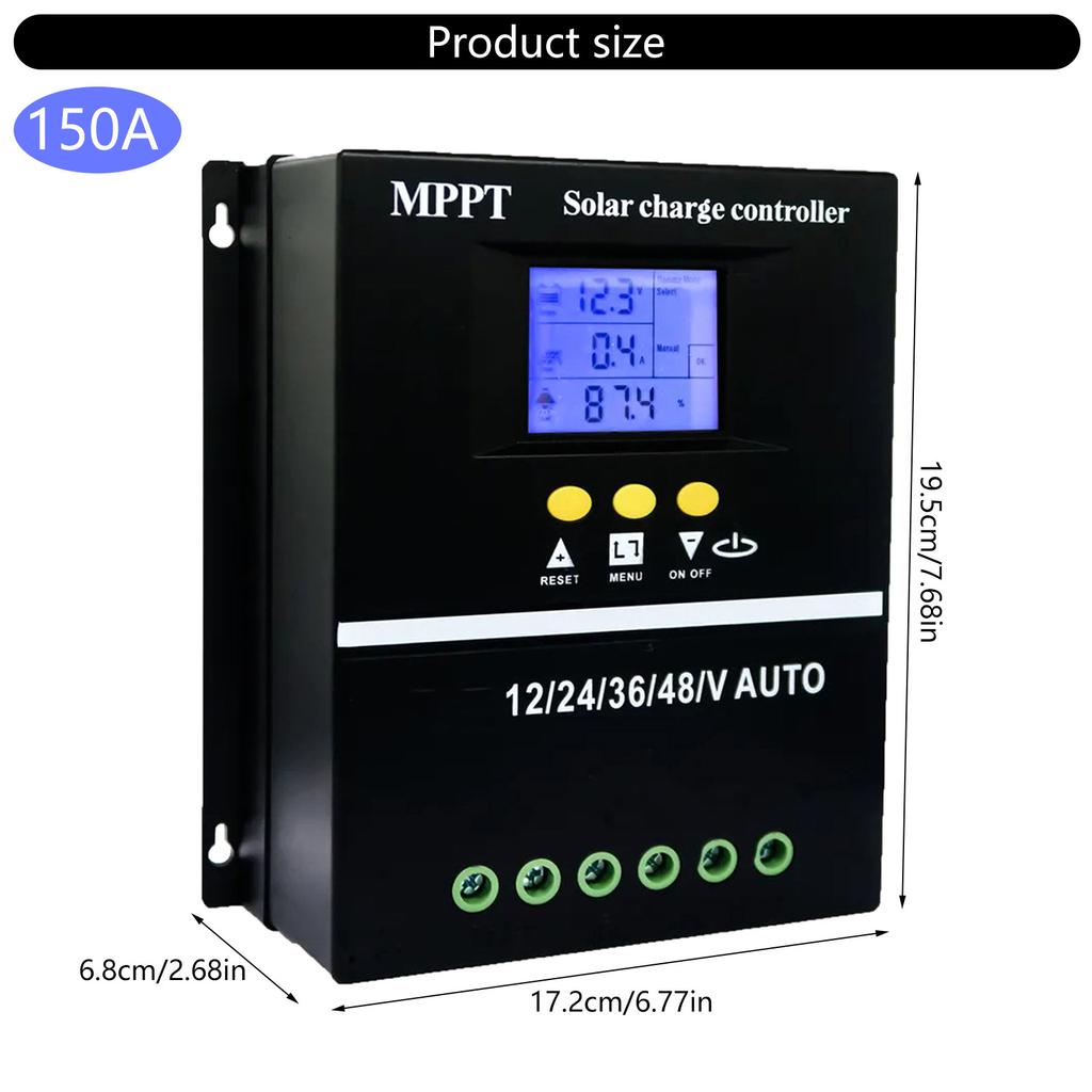 Practical Advanced MPPT Solars Charging Controllers 150A Capacity Auto Voltages Regulation Accessory With Batteries