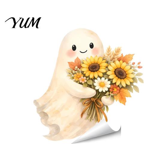 Fun Holiday Gift for Bedroom Cute Ghost Halloween Switch Plate Stickers, Removable Self-Adhesive Outlet Cover Pumpkin Bat Wall Art Decals, Floral