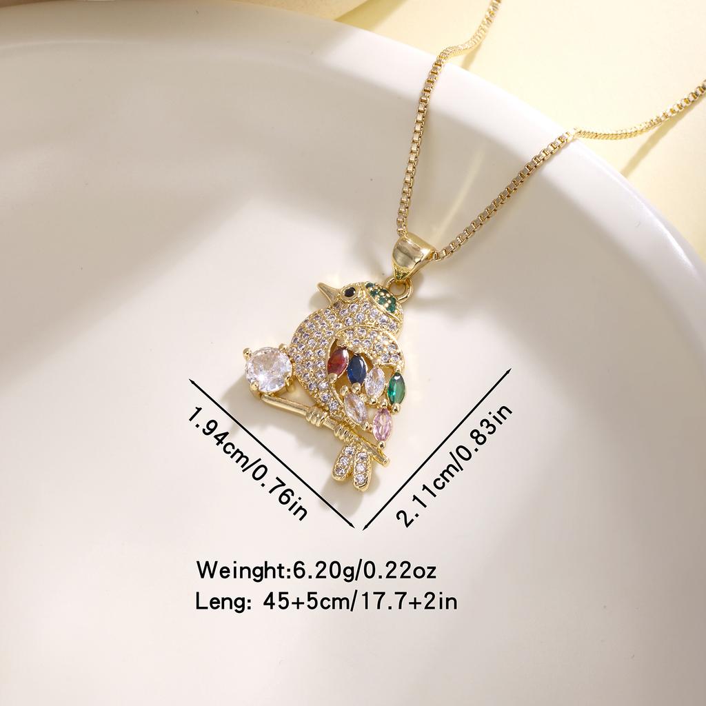 Nidin Shiny Cubic Zirconia Hummingbird Pendant Necklace Crystal Bird Neck Chain Cute Animal Jewelry For Women Party Wedding Gift