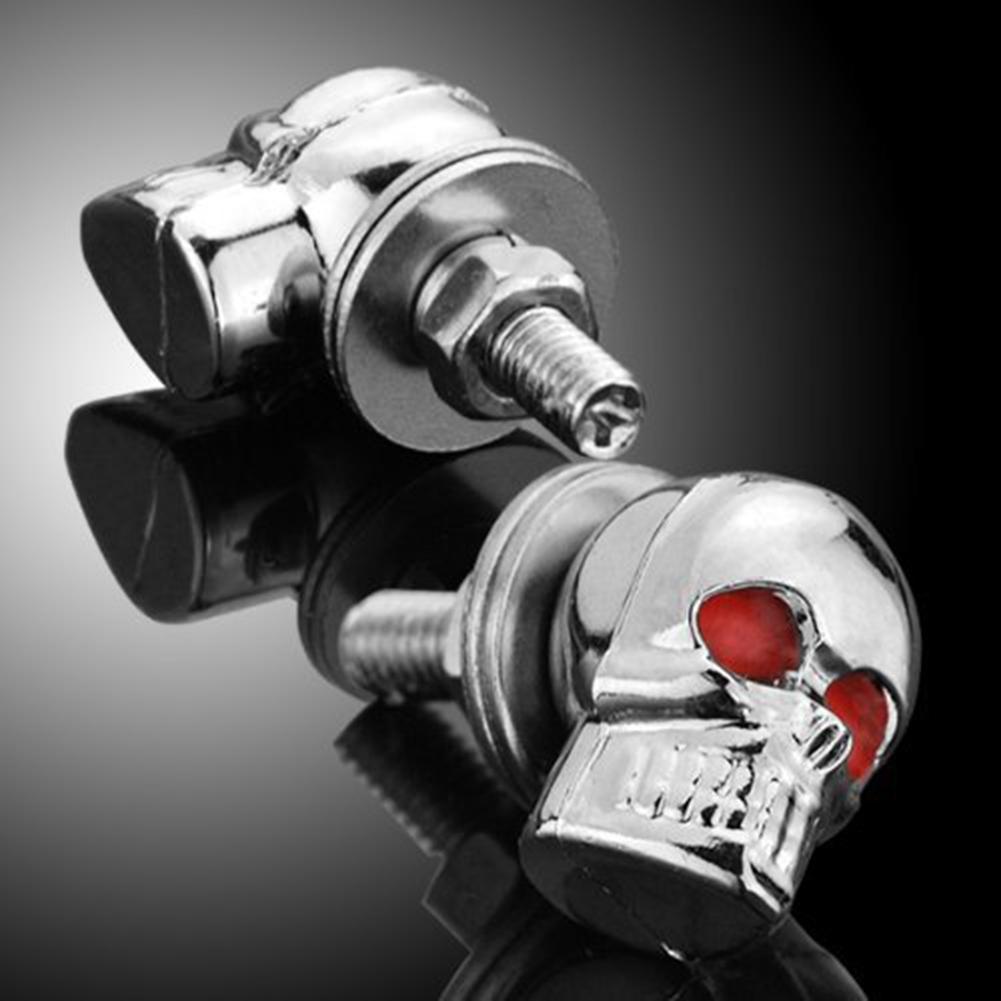 4Pcs 3D Skeleton Motorcycle License Plate Screw Fasteners