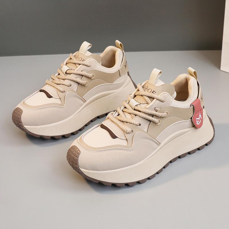 New Small White Shoes for Women Spring and Summer Thick Sole Height-enhancing Casual Women's Shoes Breathable Round Toe and Sports-resistant