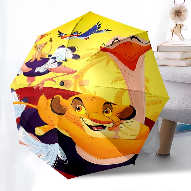 Lion King, Simba Themed Automatic Opening and Closing Umbrella, Brightly Colored 8-rib Portable Umbrella, Suitable for Men and Women, A Perfect Gift f