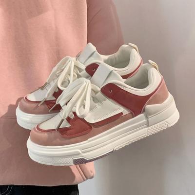 Маленькие белые женские туфли на толстой подошве весенне-осенние красные повседневные спортивные туфли универсальные кеды