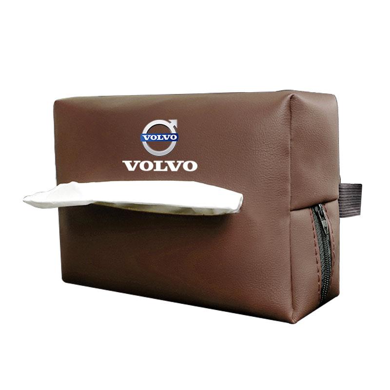 Leather Car Tissue Box Sun Visor Seat Back Hanging Bag Accessories For Volvo Rdesign V60 V40 XC90 S60 C30 XC60 V50 V70 S90 AWD