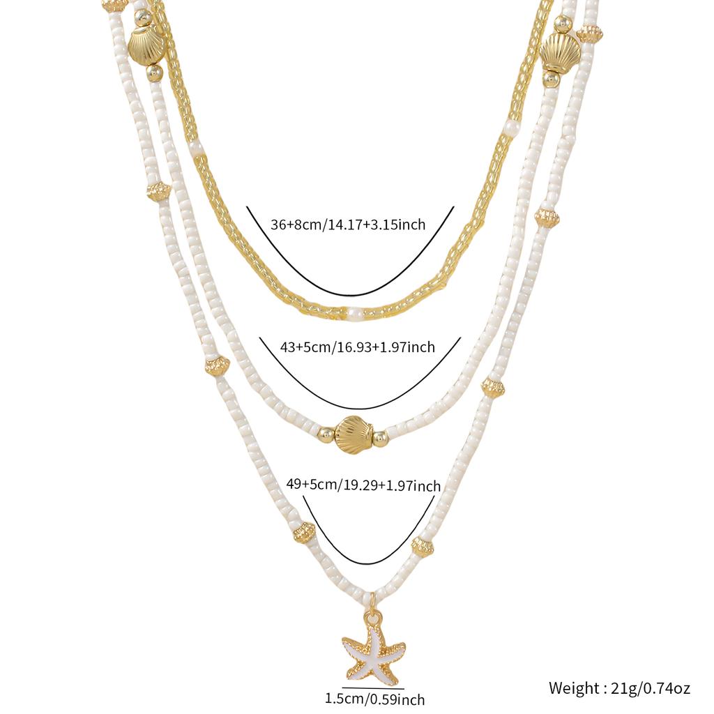 Богемный Ручной Работы Бисерный Многослойный Чокер Нежная Подвеска Ракушка Морская Звезда Женское Летнее Пляжное Вечеринка Отпуск Циркон