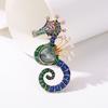 Medieval Vintage Color Hippocampus Brooch Light Luxury Fashion Personality Retro Temperament Corsage