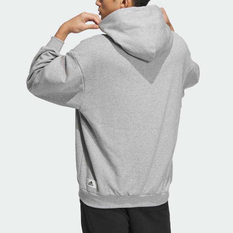 adidas Толстовка с капюшоном с маленьким логотипом и буквенными деталями, мужская толстовка с капюшоном, средне-меланжево-серая IZ1607