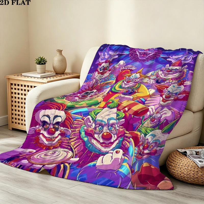 Killer Klowns Outer Space Print Flannel Blanket, High quality Comfortable for All Seasons, Home Decor, Warmth and Comfort, Perfect for Christmas Gifts