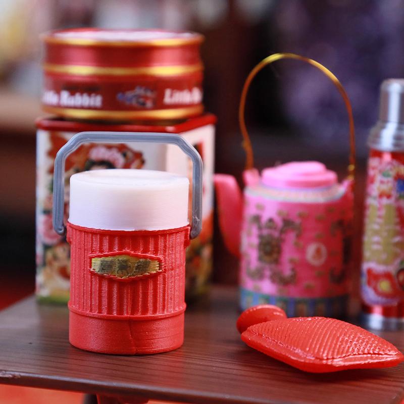 Миниатюрный кукольный домик, китайская ностальгическая сцена, столик, теплый чайник, миниатюрная игрушка для еды, модель, украшение для кукольных аксессуаров