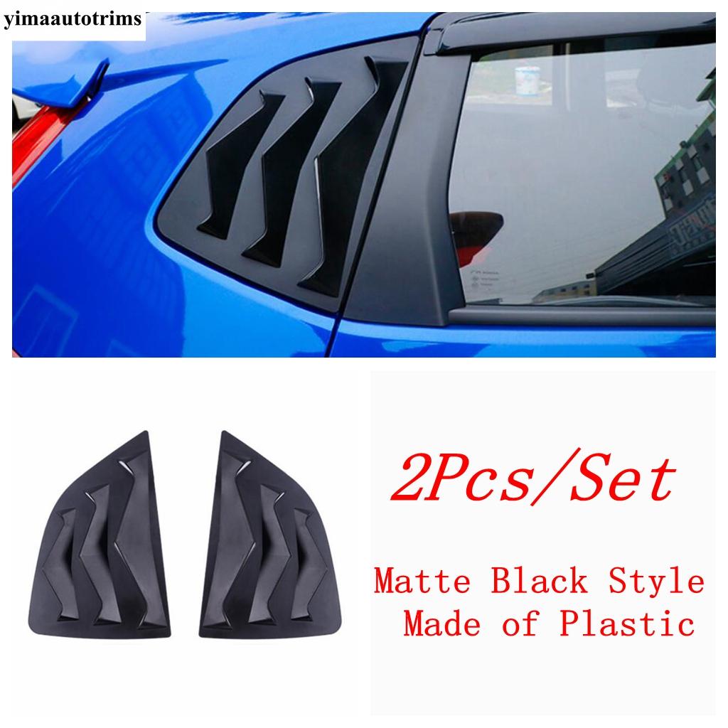 Black Rear Window Shutter Louver Sun Shade Side Air Vent Panel Decoration Cover Trim Accessories For Honda FIT JAZZ 2014 -