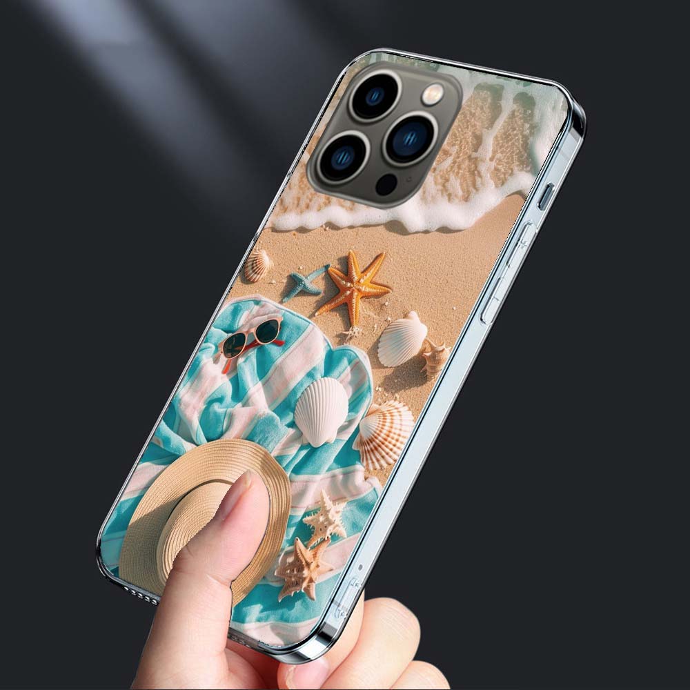 Летнее настроение Море, Пляж, Песок Чехол для телефона Для Iphone 16E 15 Pro 14 Plus 17E 16 17 Pro Max Air 11 12 13 Mini Ударопрочный Capa Cut