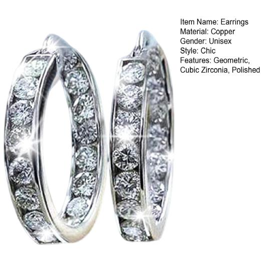 1 пара женских сережек-обручей с кубическим цирконием, круглые серьги-кольца, парные украшения для ушей, гальванизированные медные геометрические висячие серьги