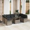 VidaXL 10-piece Set with Cushions In Grey Poly Rattan 3348345