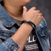 Stainless Steel Braided Leather Bracelet Men Nordic Viking Style Hip Hop Geometric Cuff Jewelry
