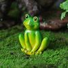 Garden Miniature Frog Statue Indoor Outdoor Sitting Frog Figurine Resin Cartoon Animal Sculpture Flower Pot Microlandscape Decoration Ornament