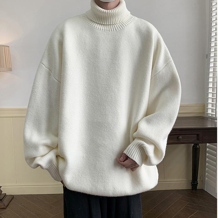 Men's Retro Turtleneck Sweater: Stylish, Thick, Loose-Fit, Knitted, Youthful Autumn/Winter Bottoming Jacket