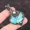 Тибетская бирюза кулон, кулон, обернутый медной проволокой, кулон с драгоценным камнем, лунный камень, медные украшения, подарок для нее, кулон ручной работы, целебный камень