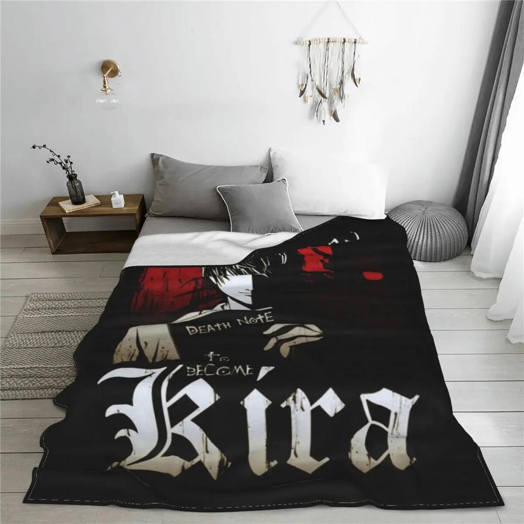 Тетрадь смерти Кира фланелевые одеяла аниме светлое одеяло Ягами для кровати, спальни, мягкое покрывало