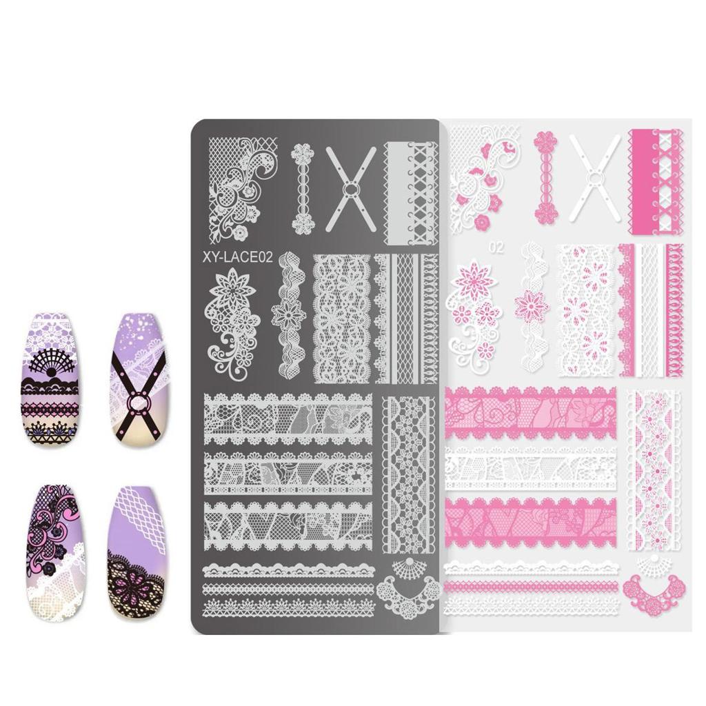 Шаблон для штамповки ногтей с полыми линиями, цветы, маникюрный принт, френч-типы, пластины для штамповки ногтей, инструмент для штамповки ногтей