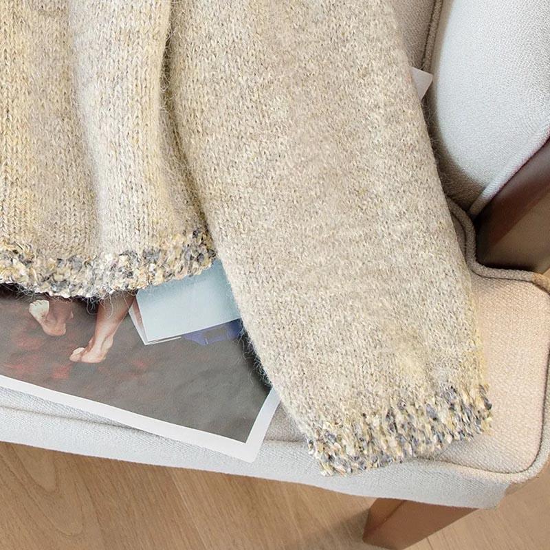 Женский свитер Осень Зима Утепленный Пуловер Теплый Вязаный Эластичный С Длинным Рукавом Оверсайз Джемпер Топы