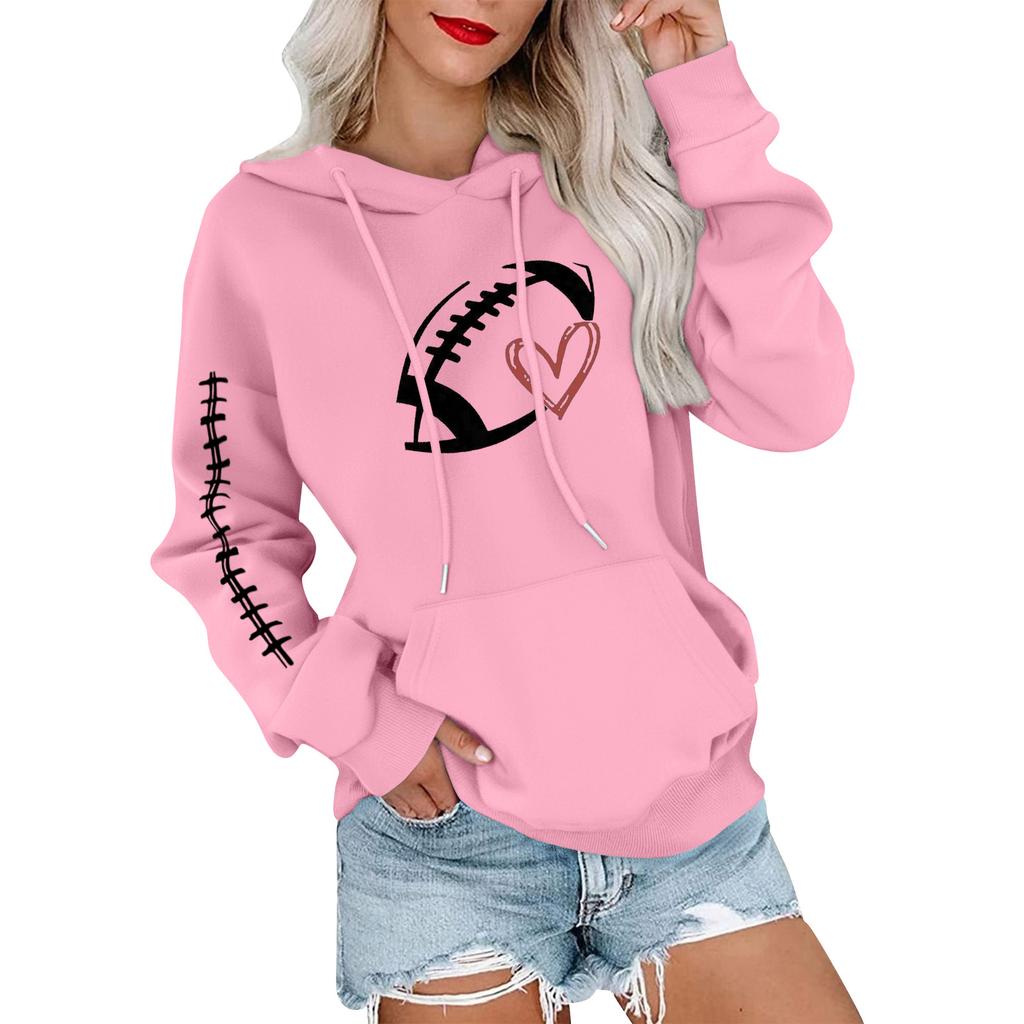 Women's Fashionable, Casual, Comfortable Round-neck, Hooded, Long-sleeved, Rugby-print Warm Sweater