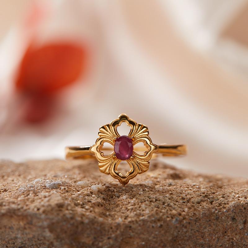 S925 Sterling Silver Natural Colored Treasure Necklace Women'S Niche Light Luxury High-End Set French Retro Brushed Collarbone Chain