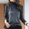 Gold Velvet Base Shirt for Women Long-sleeved Turtleneck Autumn and Winter New Style Plush Plus Thickened Warm Body Slim