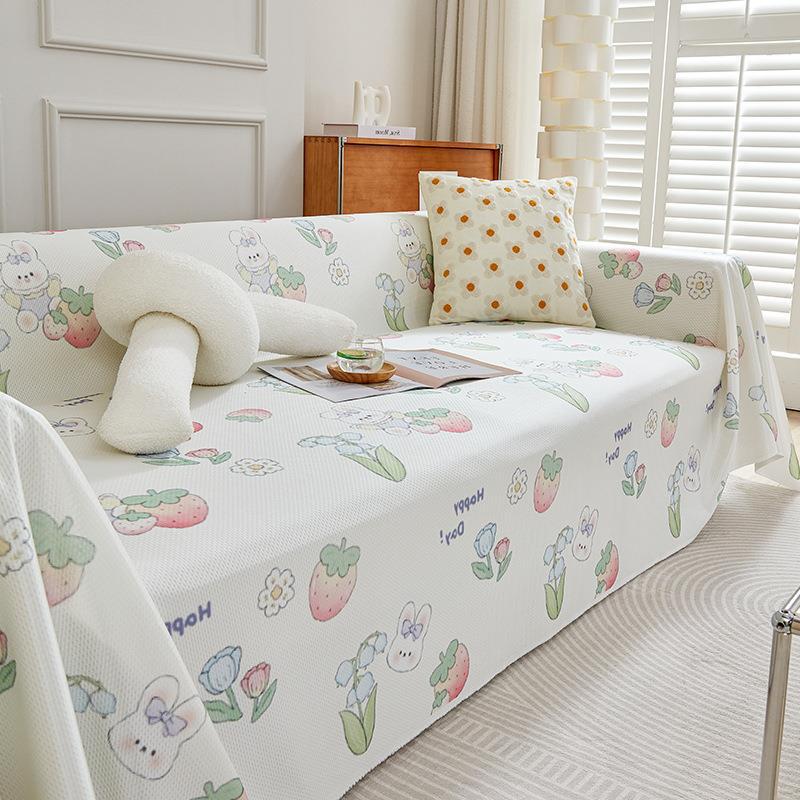 Чехол для дивана из ледяного шелка, летний чехол для дивана с рисунком из мультфильма, чехол для дивана Cute Fun Sha в полной комплектации