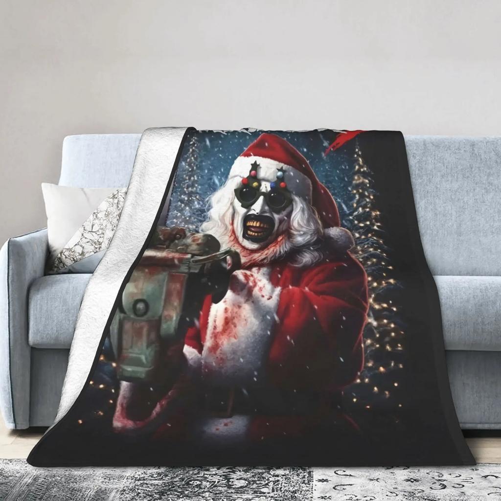 Terrifier Horror Film Warm Plush Throw Blanket for Kids and Adults Soft Flannel Bedspread for Sofa Bed Living Room Decor