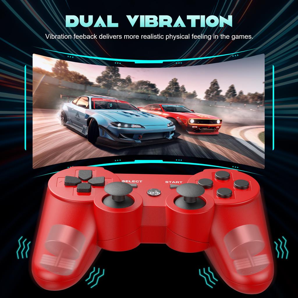 Игровой контроллер для консолей Playstation 3 PS3, ПК/Android-телевизоров / Игровых приставок, С улучшенными джойстиками, 6-осевой гироскоп, Двойная вибрация, Геймпады